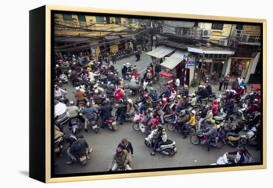 Busy Traffic in the Old Quarter, Hanoi, Vietnam, Indochina, Southeast Asia, Asia-Yadid Levy-Framed Premier Image Canvas