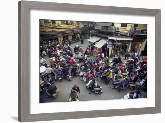 Busy Traffic in the Old Quarter, Hanoi, Vietnam, Indochina, Southeast Asia, Asia-Yadid Levy-Framed Photographic Print