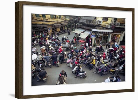 Busy Traffic in the Old Quarter, Hanoi, Vietnam, Indochina, Southeast Asia, Asia-Yadid Levy-Framed Photographic Print