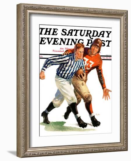 "But Ref!," Saturday Evening Post Cover, October 22, 1938-Lonie Bee-Framed Giclee Print