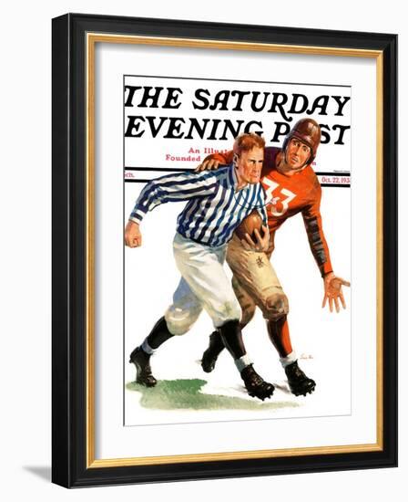 "But Ref!," Saturday Evening Post Cover, October 22, 1938-Lonie Bee-Framed Giclee Print