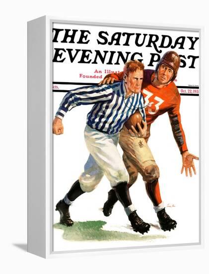 "But Ref!," Saturday Evening Post Cover, October 22, 1938-Lonie Bee-Framed Premier Image Canvas