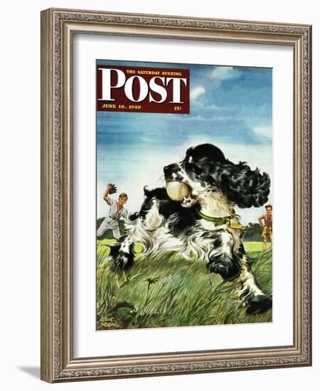 "Butch and Baseball," Saturday Evening Post Cover, June 18, 1949-Albert Staehle-Framed Giclee Print