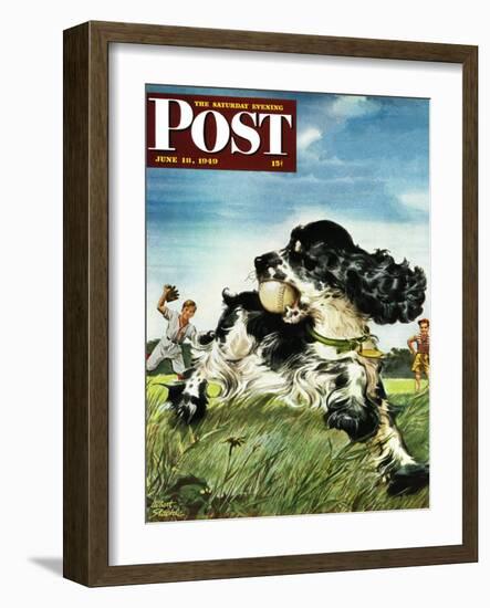 "Butch and Baseball," Saturday Evening Post Cover, June 18, 1949-Albert Staehle-Framed Giclee Print