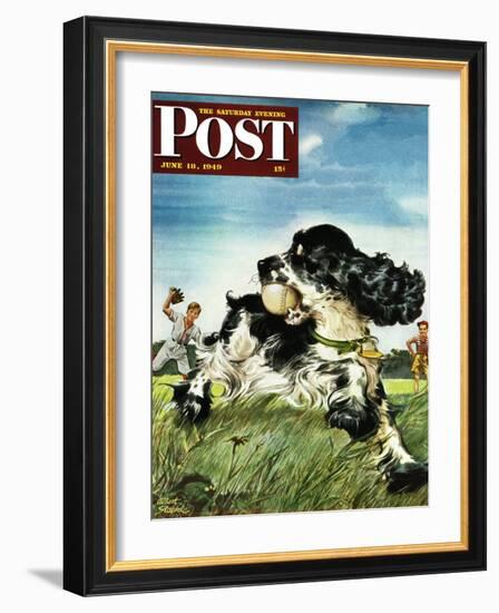 "Butch and Baseball," Saturday Evening Post Cover, June 18, 1949-Albert Staehle-Framed Giclee Print