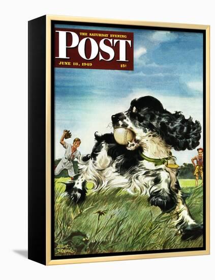 "Butch and Baseball," Saturday Evening Post Cover, June 18, 1949-Albert Staehle-Framed Premier Image Canvas