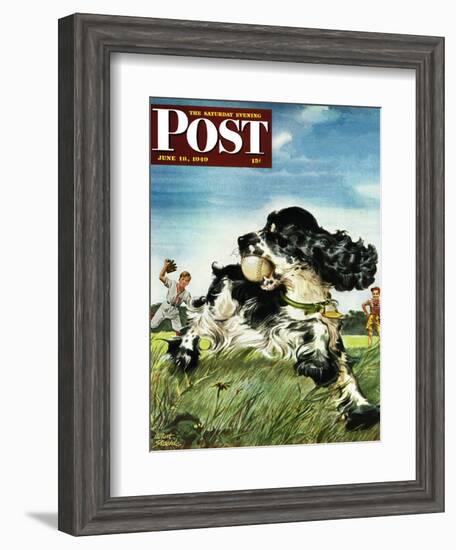 "Butch and Baseball," Saturday Evening Post Cover, June 18, 1949-Albert Staehle-Framed Giclee Print