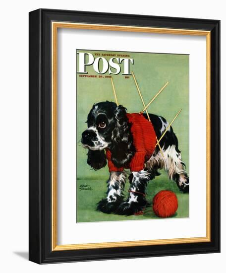 "Butch and Knitted Sweater," Saturday Evening Post Cover, September 28, 1946-Albert Staehle-Framed Giclee Print