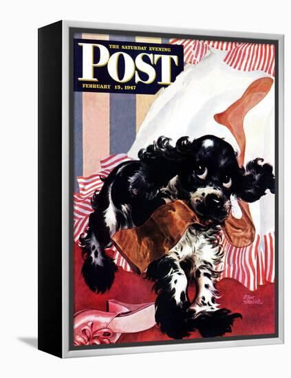 "Butch and the Nylons," Saturday Evening Post Cover, February 15, 1947-Albert Staehle-Framed Premier Image Canvas