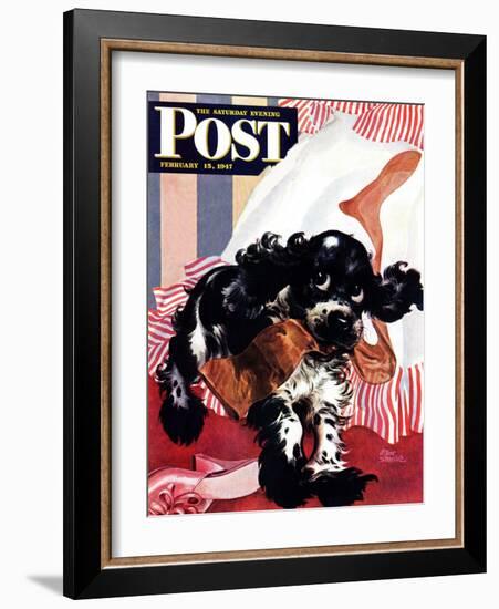 "Butch and the Nylons," Saturday Evening Post Cover, February 15, 1947-Albert Staehle-Framed Giclee Print