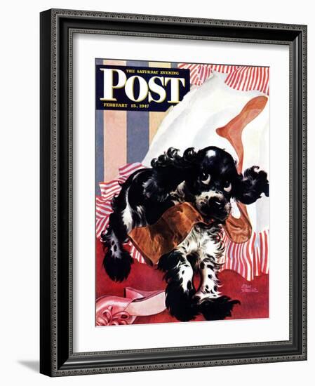 "Butch and the Nylons," Saturday Evening Post Cover, February 15, 1947-Albert Staehle-Framed Giclee Print