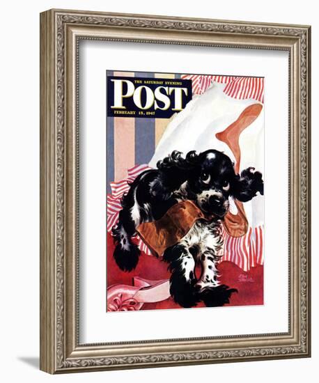 "Butch and the Nylons," Saturday Evening Post Cover, February 15, 1947-Albert Staehle-Framed Giclee Print