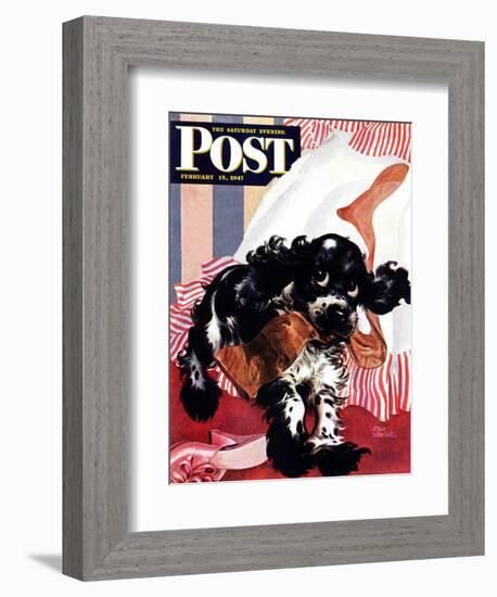 "Butch and the Nylons," Saturday Evening Post Cover, February 15, 1947-Albert Staehle-Framed Giclee Print