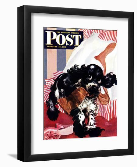 "Butch and the Nylons," Saturday Evening Post Cover, February 15, 1947-Albert Staehle-Framed Giclee Print