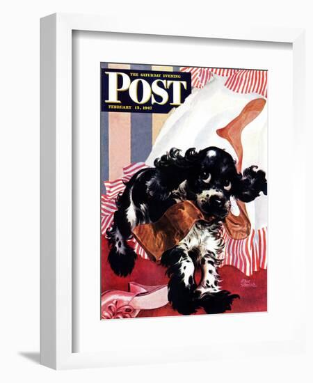 "Butch and the Nylons," Saturday Evening Post Cover, February 15, 1947-Albert Staehle-Framed Giclee Print