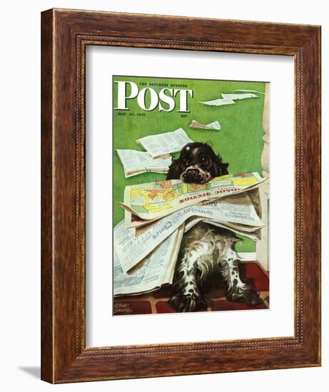 "Butch and the Sunday Paper," Saturday Evening Post Cover, May 31, 1947-Albert Staehle-Framed Giclee Print