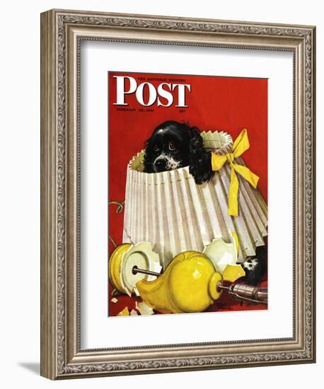 "Butch & Broken Lamp," Saturday Evening Post Cover, February 23, 1946-Albert Staehle-Framed Giclee Print