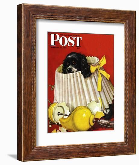 "Butch & Broken Lamp," Saturday Evening Post Cover, February 23, 1946-Albert Staehle-Framed Giclee Print