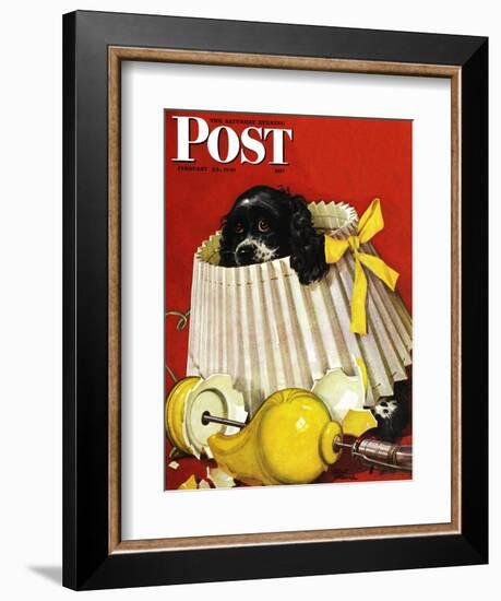 "Butch & Broken Lamp," Saturday Evening Post Cover, February 23, 1946-Albert Staehle-Framed Giclee Print