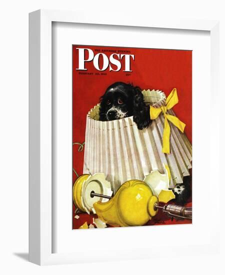 "Butch & Broken Lamp," Saturday Evening Post Cover, February 23, 1946-Albert Staehle-Framed Giclee Print