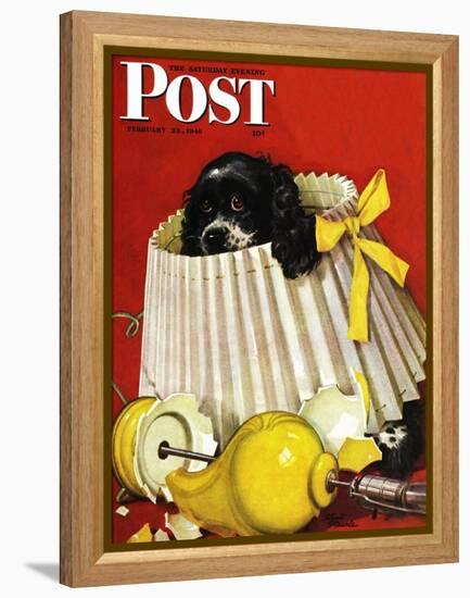 "Butch & Broken Lamp," Saturday Evening Post Cover, February 23, 1946-Albert Staehle-Framed Premier Image Canvas