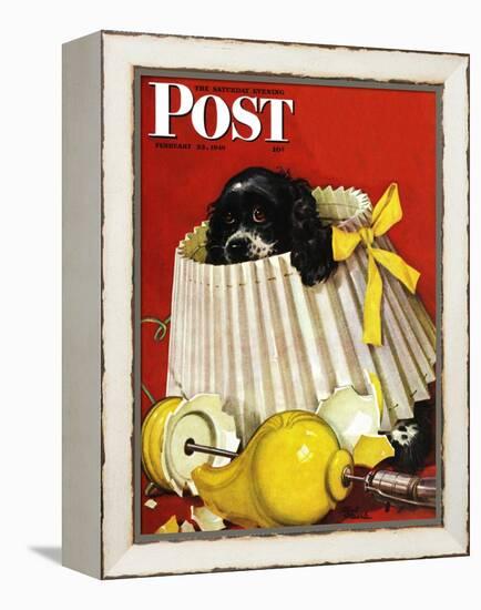 "Butch & Broken Lamp," Saturday Evening Post Cover, February 23, 1946-Albert Staehle-Framed Premier Image Canvas