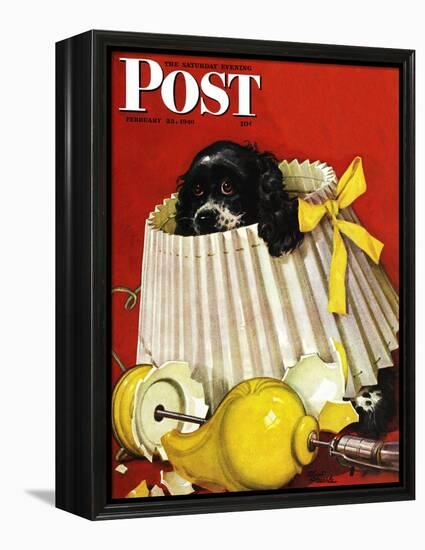 "Butch & Broken Lamp," Saturday Evening Post Cover, February 23, 1946-Albert Staehle-Framed Premier Image Canvas