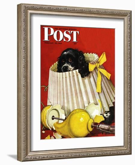 "Butch & Broken Lamp," Saturday Evening Post Cover, February 23, 1946-Albert Staehle-Framed Giclee Print