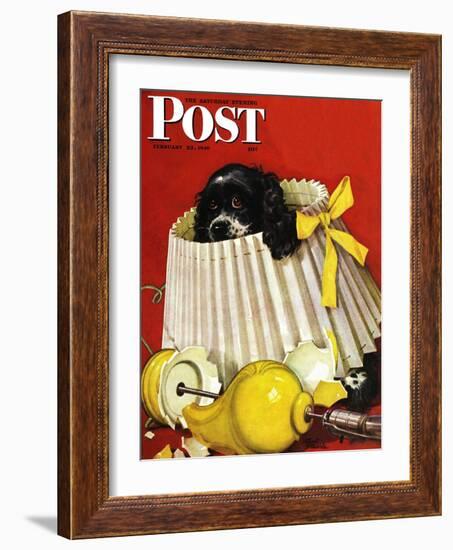 "Butch & Broken Lamp," Saturday Evening Post Cover, February 23, 1946-Albert Staehle-Framed Giclee Print