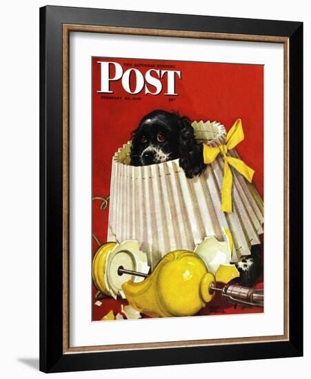 "Butch & Broken Lamp," Saturday Evening Post Cover, February 23, 1946-Albert Staehle-Framed Giclee Print