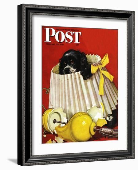 "Butch & Broken Lamp," Saturday Evening Post Cover, February 23, 1946-Albert Staehle-Framed Giclee Print