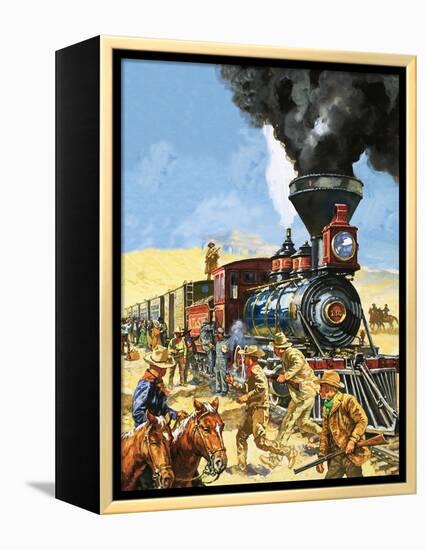 Butch Cassidy and the Sundance Kid Hold Up a Union Pacific Railroad Train-Harry Green-Framed Premier Image Canvas