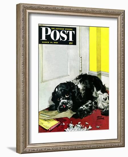 "Butch Chews the Mail," Saturday Evening Post Cover, March 13, 1948-Albert Staehle-Framed Giclee Print