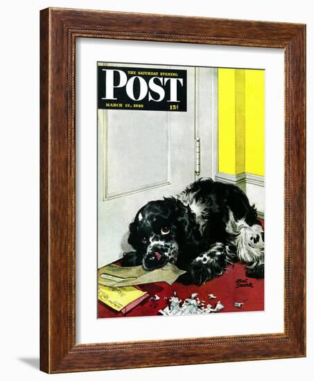 "Butch Chews the Mail," Saturday Evening Post Cover, March 13, 1948-Albert Staehle-Framed Giclee Print