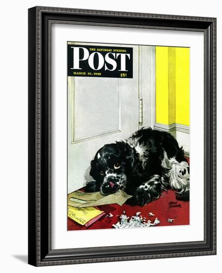 "Butch Chews the Mail," Saturday Evening Post Cover, March 13, 1948-Albert Staehle-Framed Giclee Print