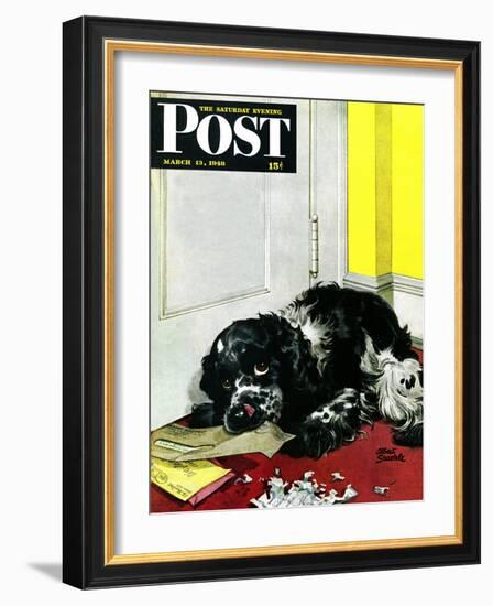 "Butch Chews the Mail," Saturday Evening Post Cover, March 13, 1948-Albert Staehle-Framed Giclee Print