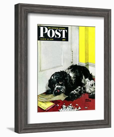 "Butch Chews the Mail," Saturday Evening Post Cover, March 13, 1948-Albert Staehle-Framed Giclee Print