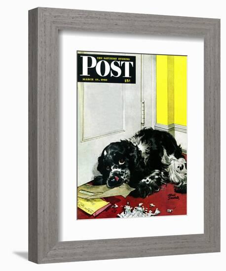 "Butch Chews the Mail," Saturday Evening Post Cover, March 13, 1948-Albert Staehle-Framed Giclee Print