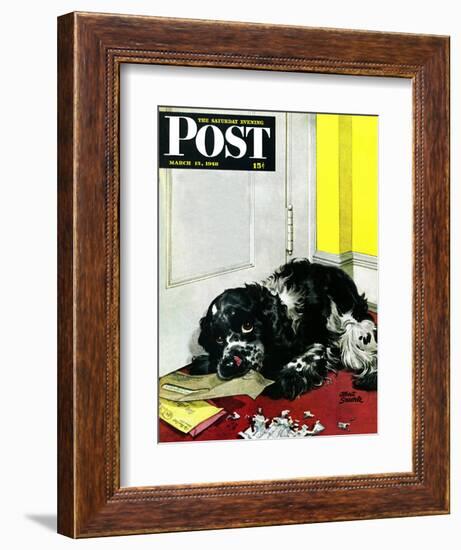 "Butch Chews the Mail," Saturday Evening Post Cover, March 13, 1948-Albert Staehle-Framed Giclee Print