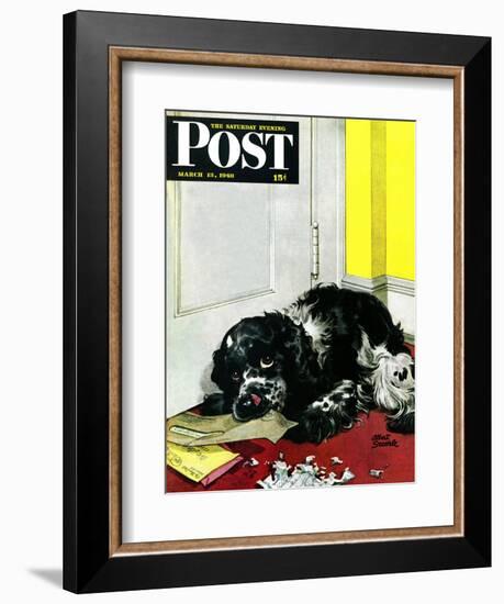 "Butch Chews the Mail," Saturday Evening Post Cover, March 13, 1948-Albert Staehle-Framed Giclee Print