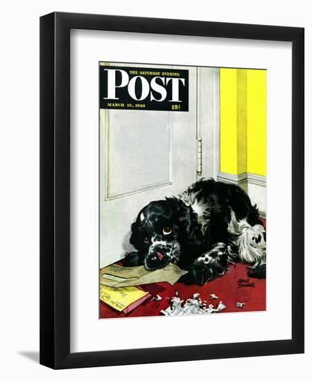 "Butch Chews the Mail," Saturday Evening Post Cover, March 13, 1948-Albert Staehle-Framed Giclee Print