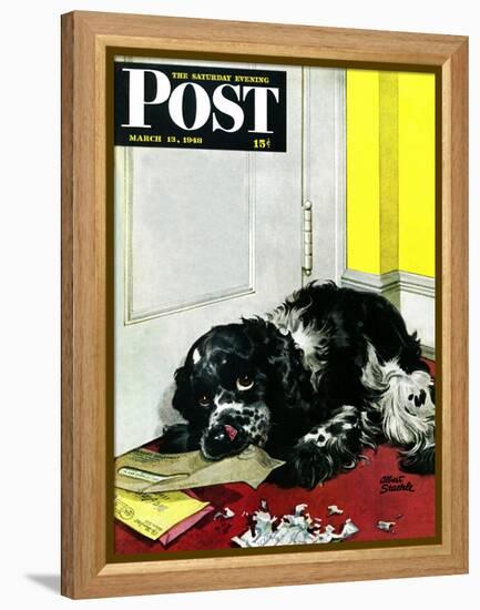 "Butch Chews the Mail," Saturday Evening Post Cover, March 13, 1948-Albert Staehle-Framed Premier Image Canvas