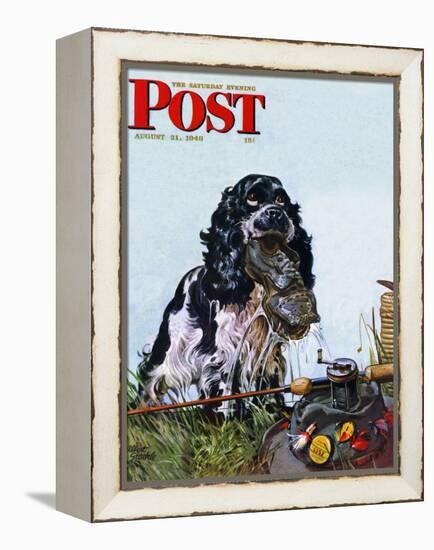 "Butch Fishes for a Shoe," Saturday Evening Post Cover, August 21, 1948-Albert Staehle-Framed Premier Image Canvas