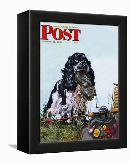 "Butch Fishes for a Shoe," Saturday Evening Post Cover, August 21, 1948-Albert Staehle-Framed Premier Image Canvas