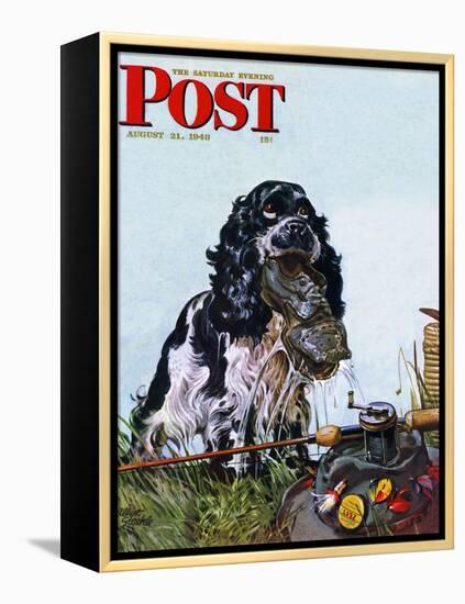 "Butch Fishes for a Shoe," Saturday Evening Post Cover, August 21, 1948-Albert Staehle-Framed Premier Image Canvas