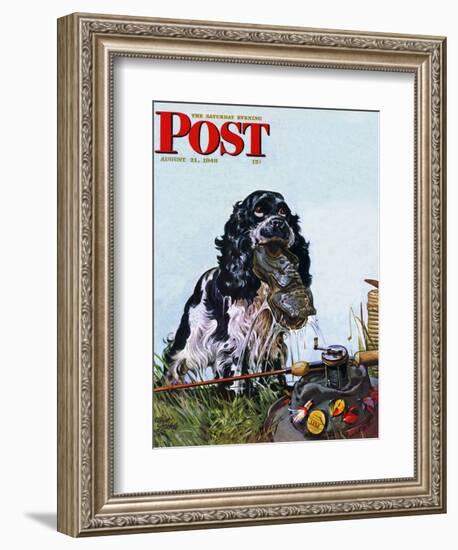 "Butch Fishes for a Shoe," Saturday Evening Post Cover, August 21, 1948-Albert Staehle-Framed Giclee Print