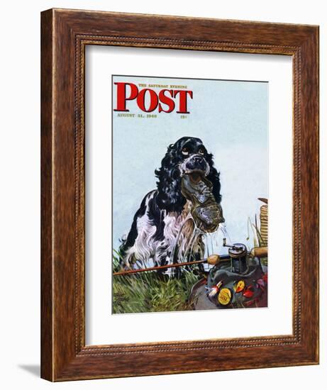 "Butch Fishes for a Shoe," Saturday Evening Post Cover, August 21, 1948-Albert Staehle-Framed Giclee Print