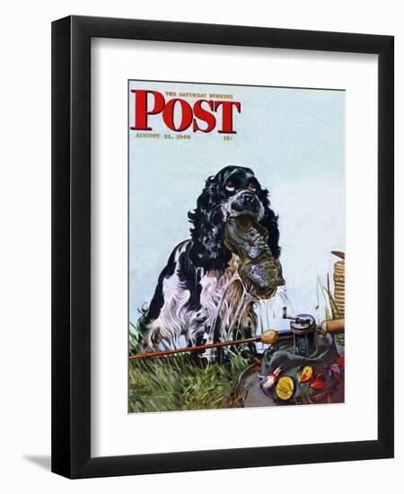 "Butch Fishes for a Shoe," Saturday Evening Post Cover, August 21, 1948-Albert Staehle-Framed Giclee Print