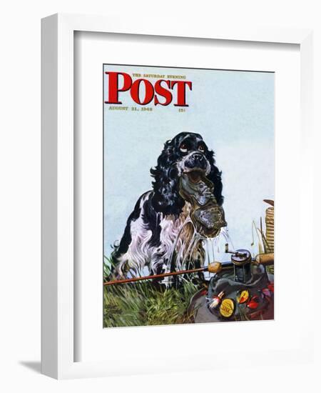 "Butch Fishes for a Shoe," Saturday Evening Post Cover, August 21, 1948-Albert Staehle-Framed Giclee Print