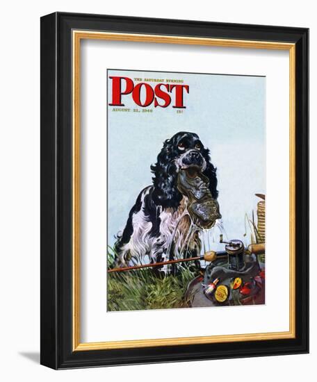 "Butch Fishes for a Shoe," Saturday Evening Post Cover, August 21, 1948-Albert Staehle-Framed Giclee Print